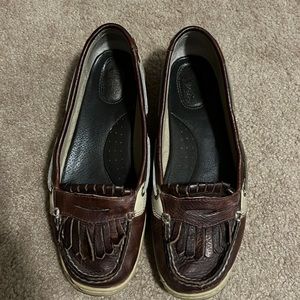 Faux cheetah print Sperry Top-Sider loafers size 10M.